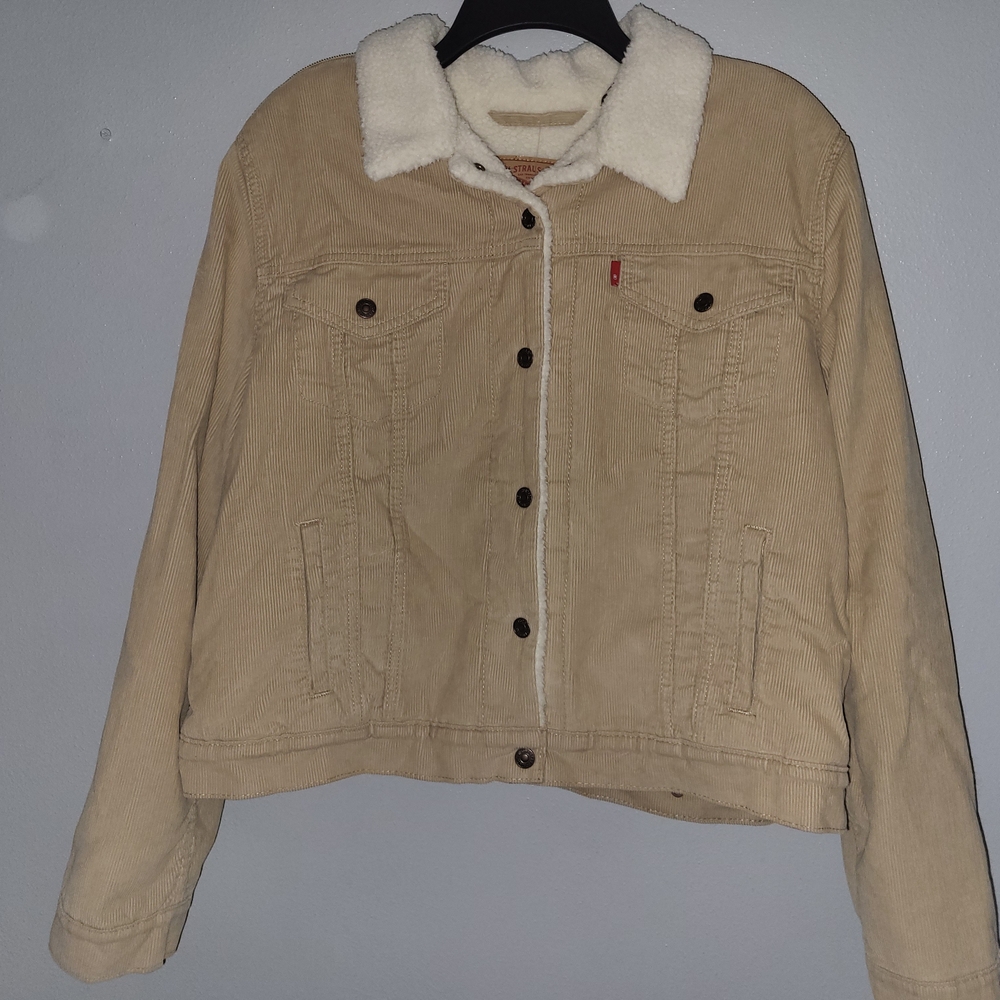 Nwt Levi's Women's Size XL Tan Corduroy Trucker Jacket Coat Sherpa Lined